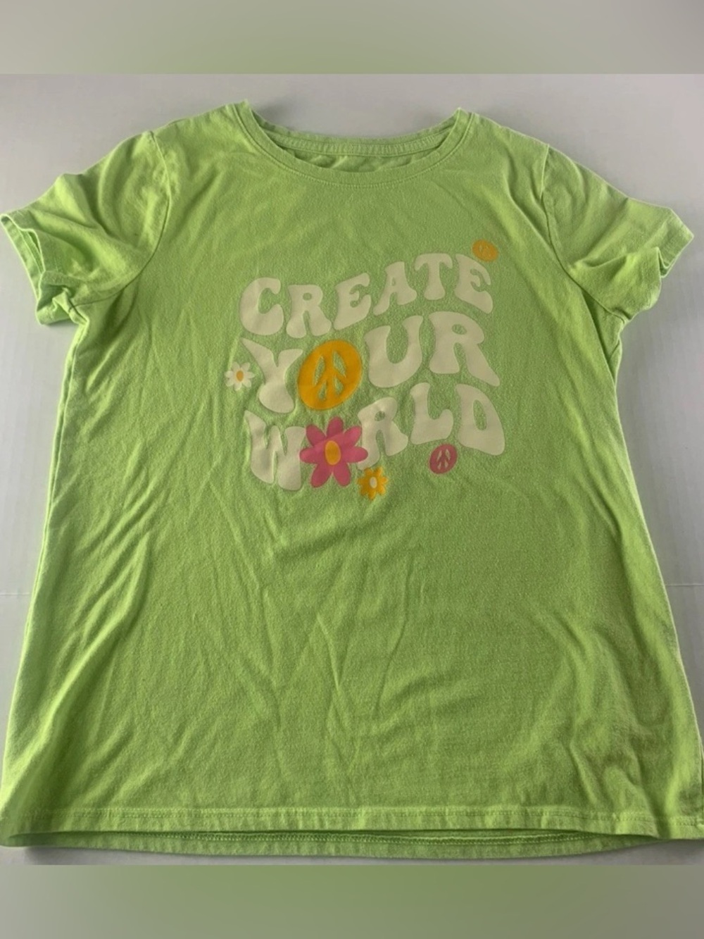 Cat & Jack Lime Green "Create Your World" Graphic Tee